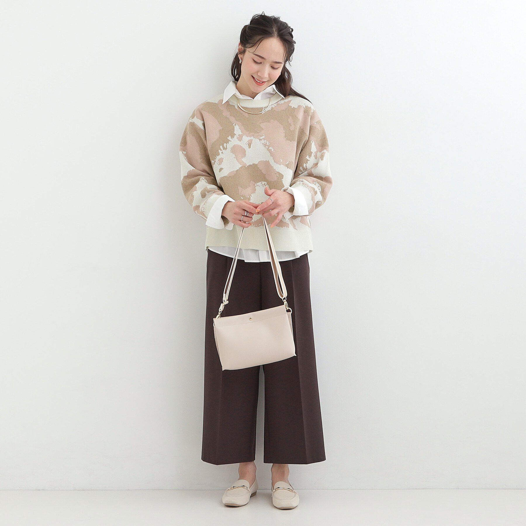 SHOO･LA･RUE「【洗濯機可/S-LL】1枚で華やかに ラメ入りニュアンス柄ニット」|ニット・セーター|