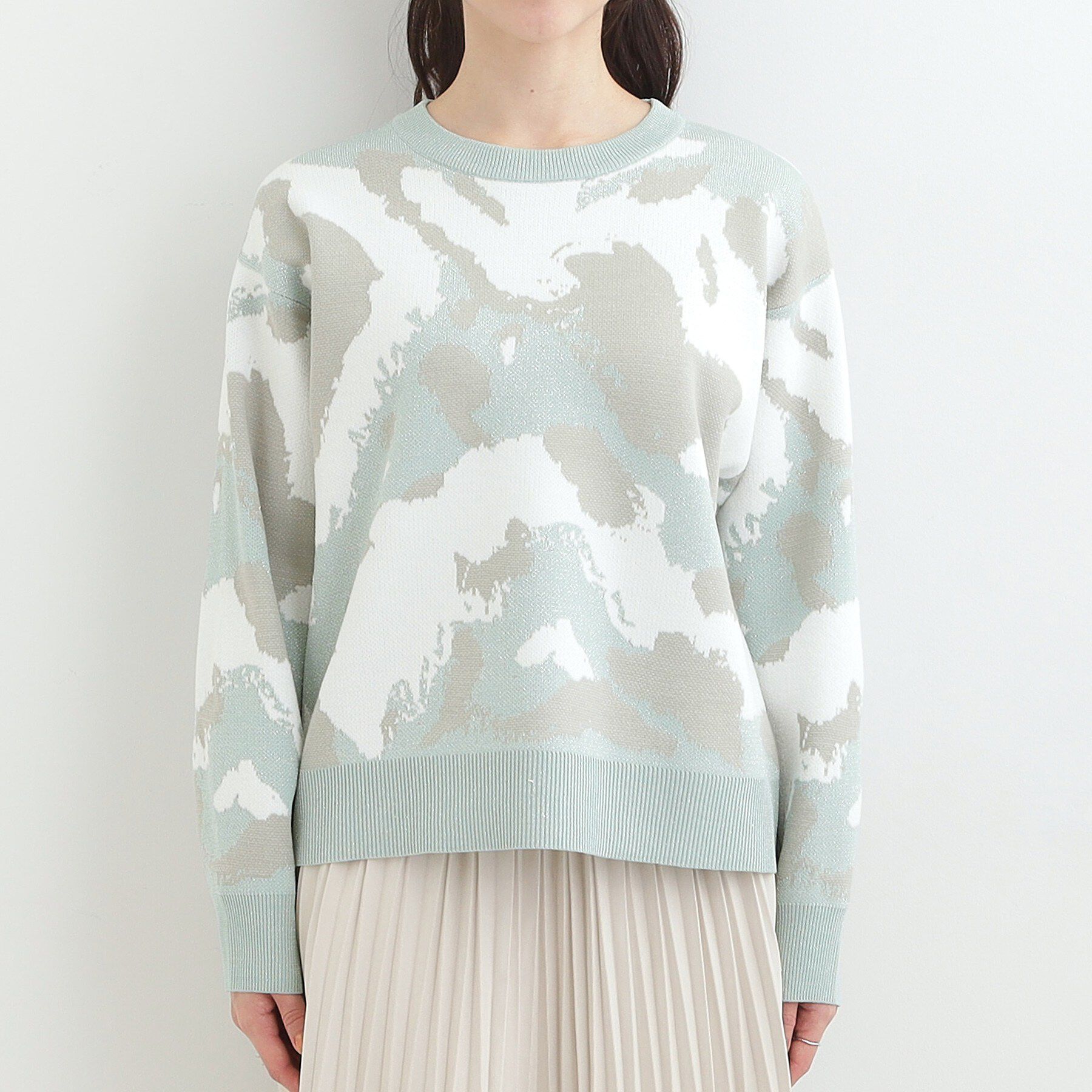 SHOO･LA･RUE「【洗濯機可/S-LL】1枚で華やかに ラメ入りニュアンス柄ニット」|ニット・セーター|