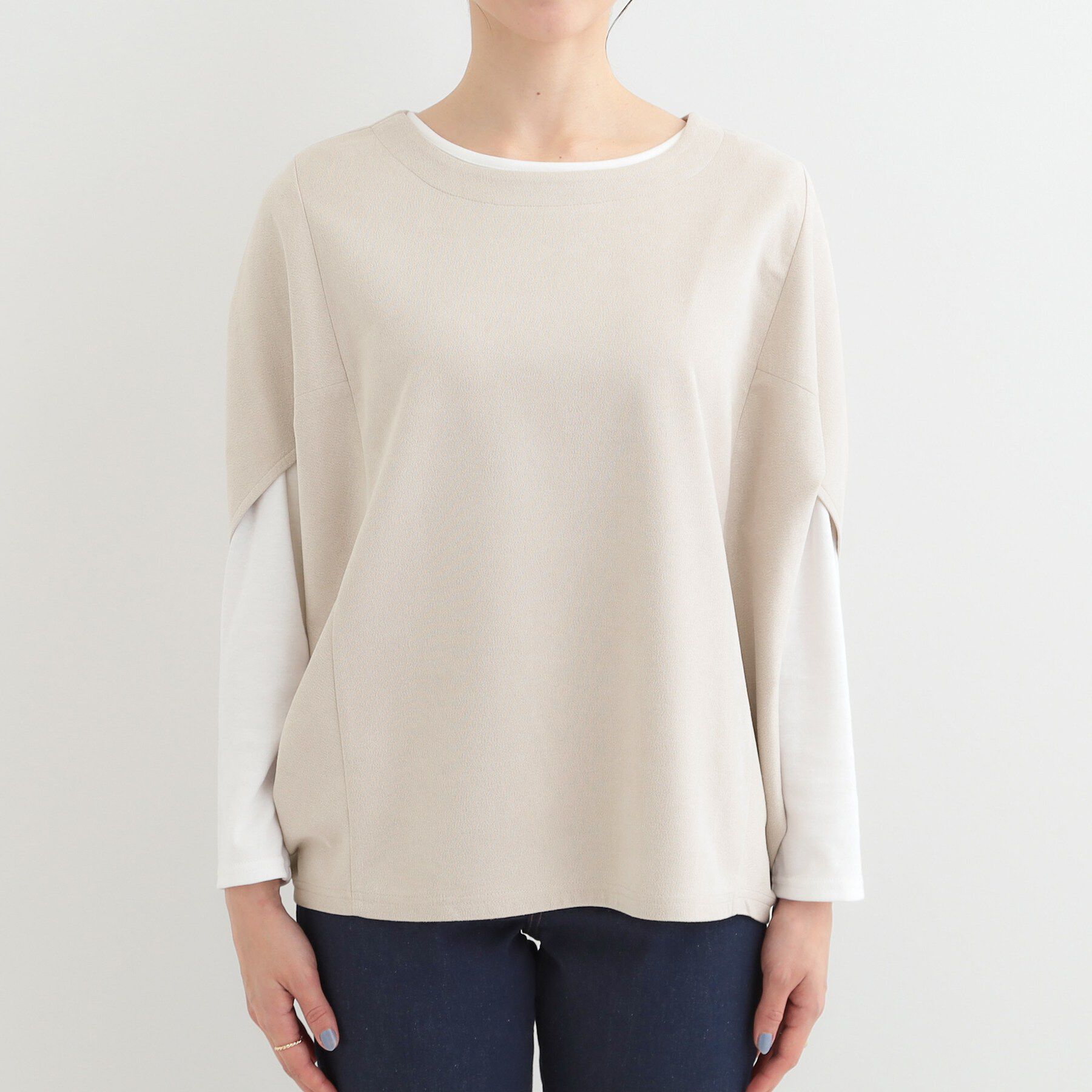 SHOO･LA･RUE「【体系カバー/2点セット】ポンチョ風 スエードライクトップス+ロンT」|その他|