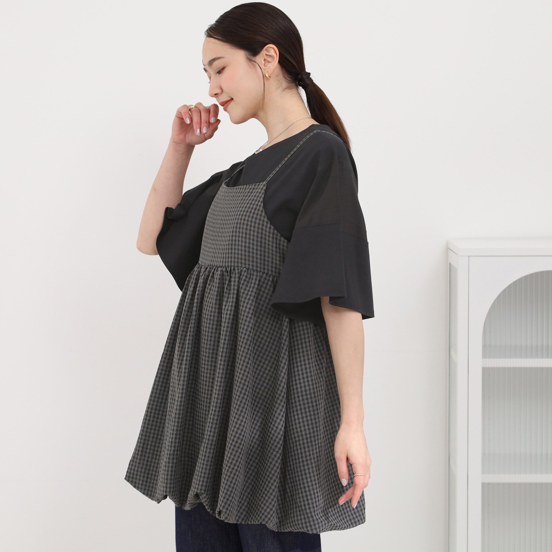 SHOO･LA･RUE「ギンガムチェック柄バルーンキャミ」|チュニック|