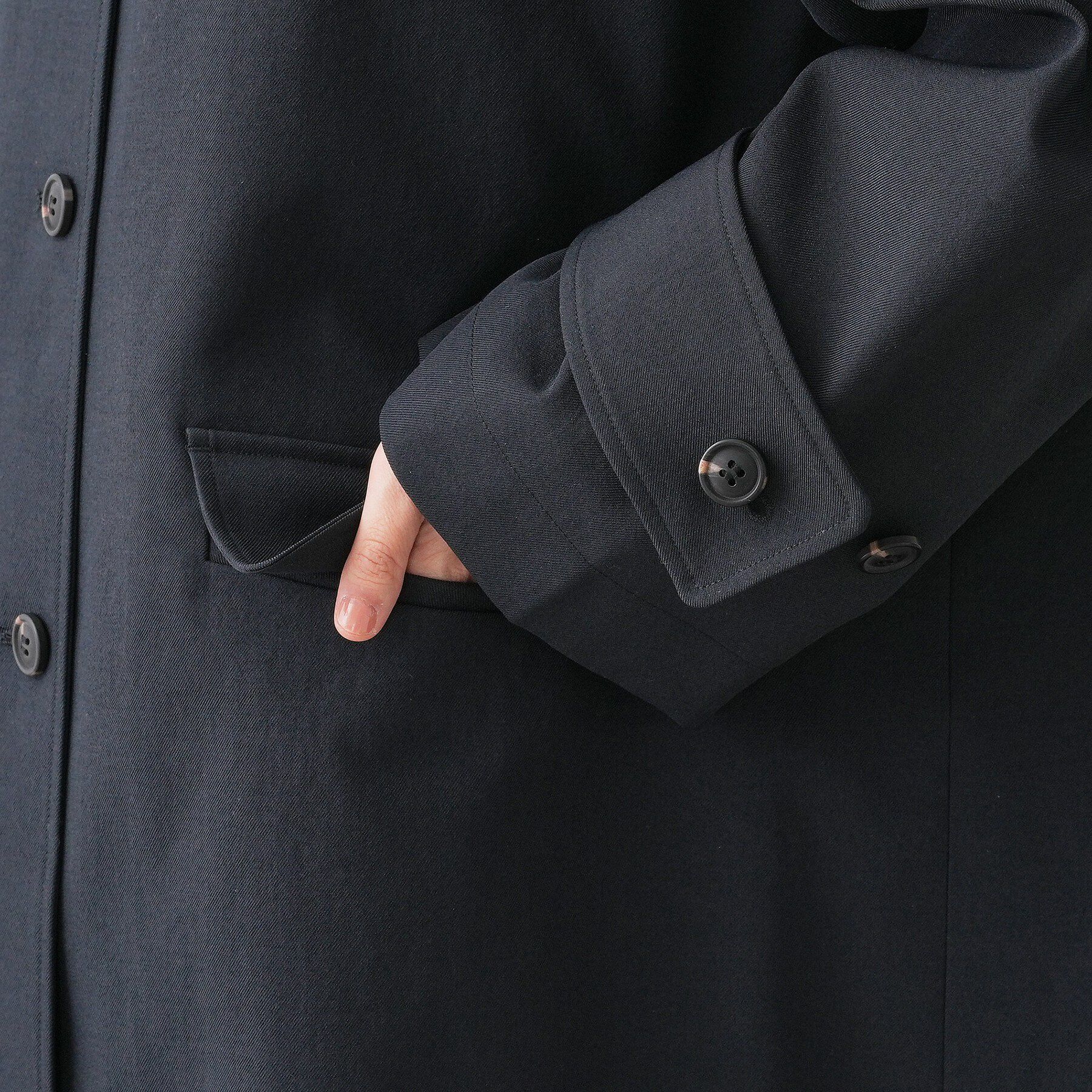 Dessin「【花粉ガード/撥水加工/洗える】クルーネックスプリングコート」|ノーカラーコート|