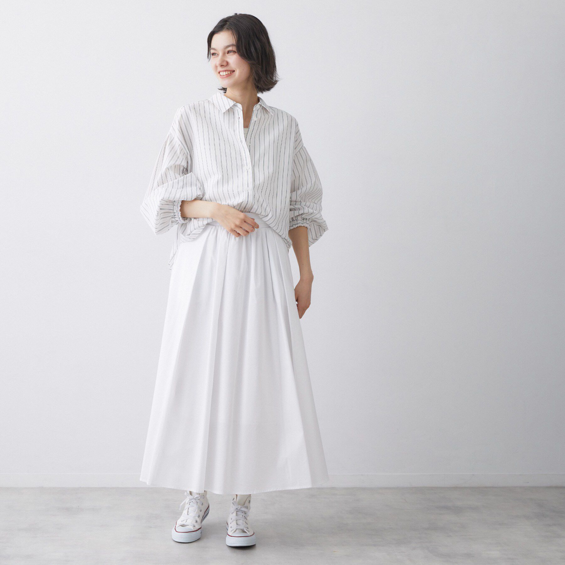 Dessin「【洗える】バルーンスリーブバンドカラーシャツ」|シャツ・ブラウス|