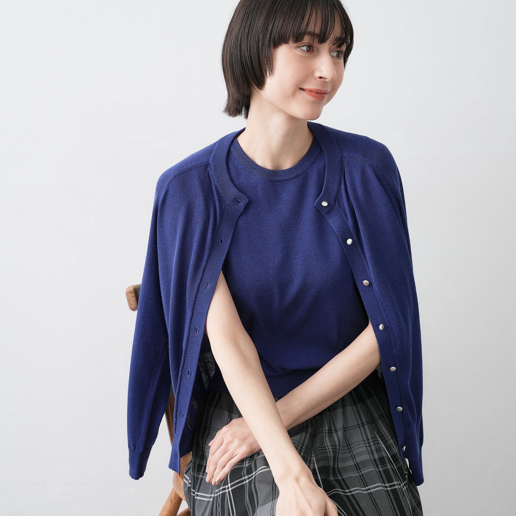 Dessin「【2点セット/洗える】アンサンブルニット」|ニット・セーター|ブルー(093)