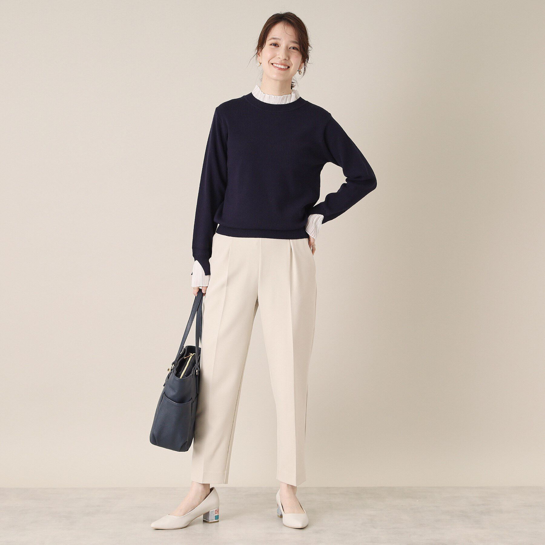 ITS&rsquo;DEMO「【手洗い可／通勤】プリーツフリル襟ニット」|ニット・セーター|