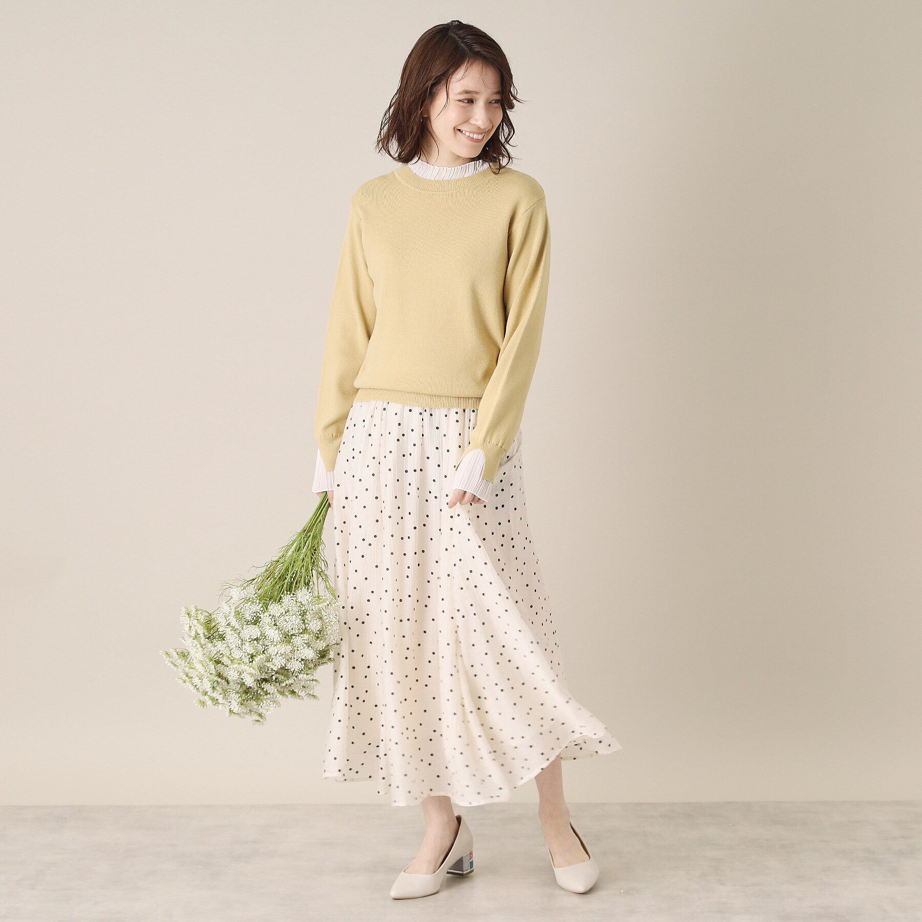 ITS&rsquo;DEMO「【手洗い可／通勤】プリーツフリル襟ニット」|ニット・セーター|