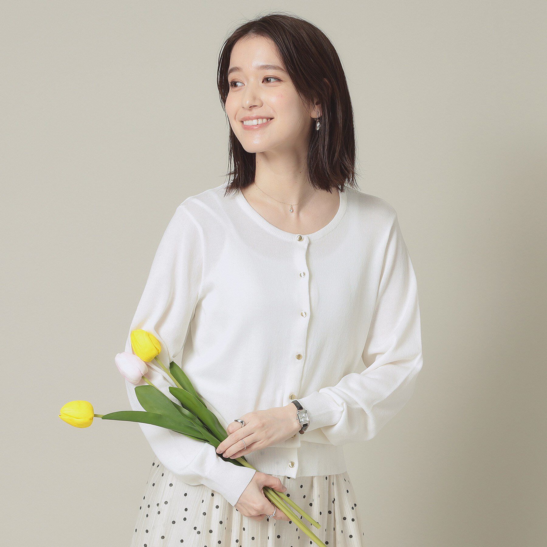 ITS&rsquo;DEMO「【UVカット／アンチピリング／手洗い可】クルーニットカーディガン」|カーディガン|オフホワイト(003