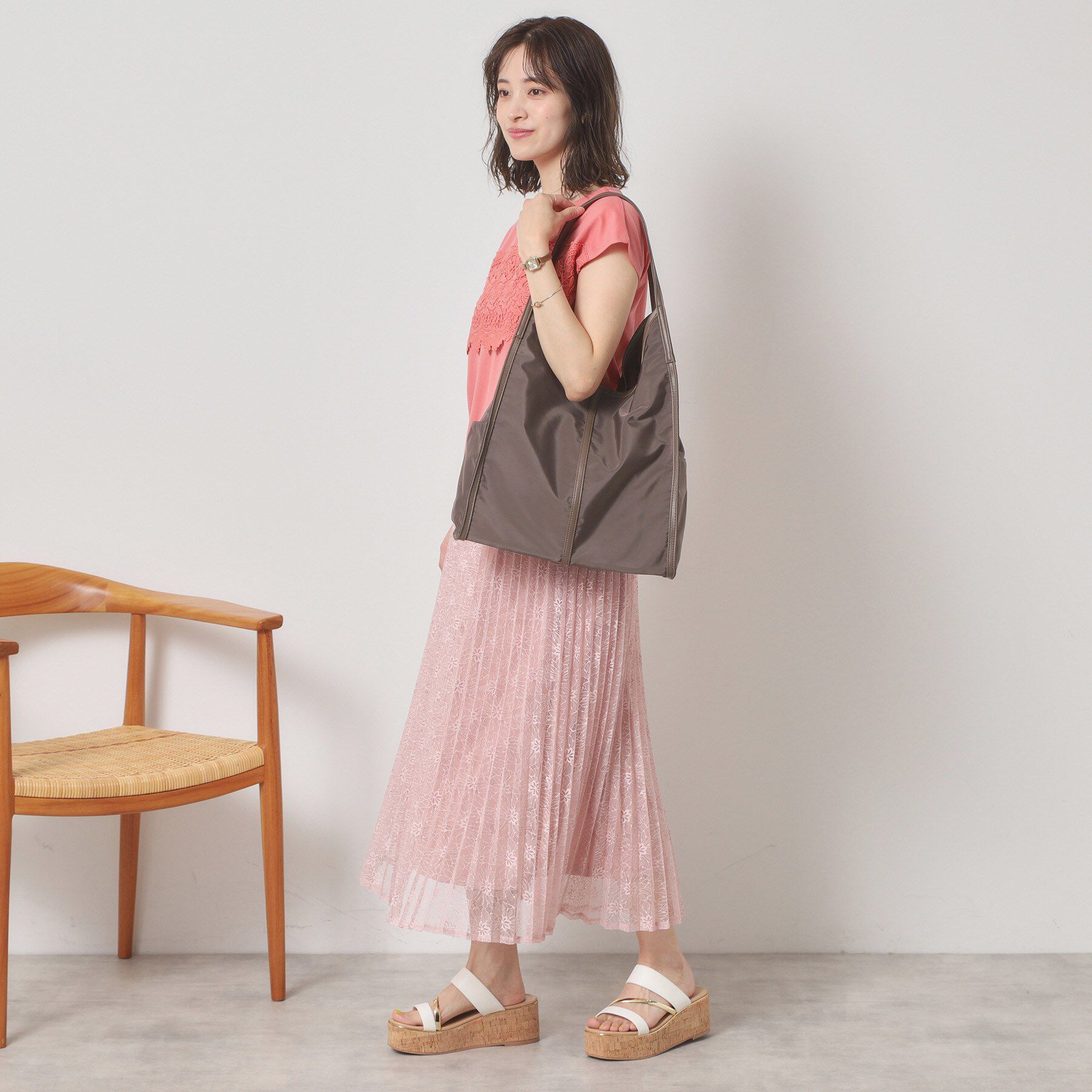 ITS&rsquo;DEMO「【A4対応／9ポケット】合皮パイピング多ポケトート」|トートバッグ|