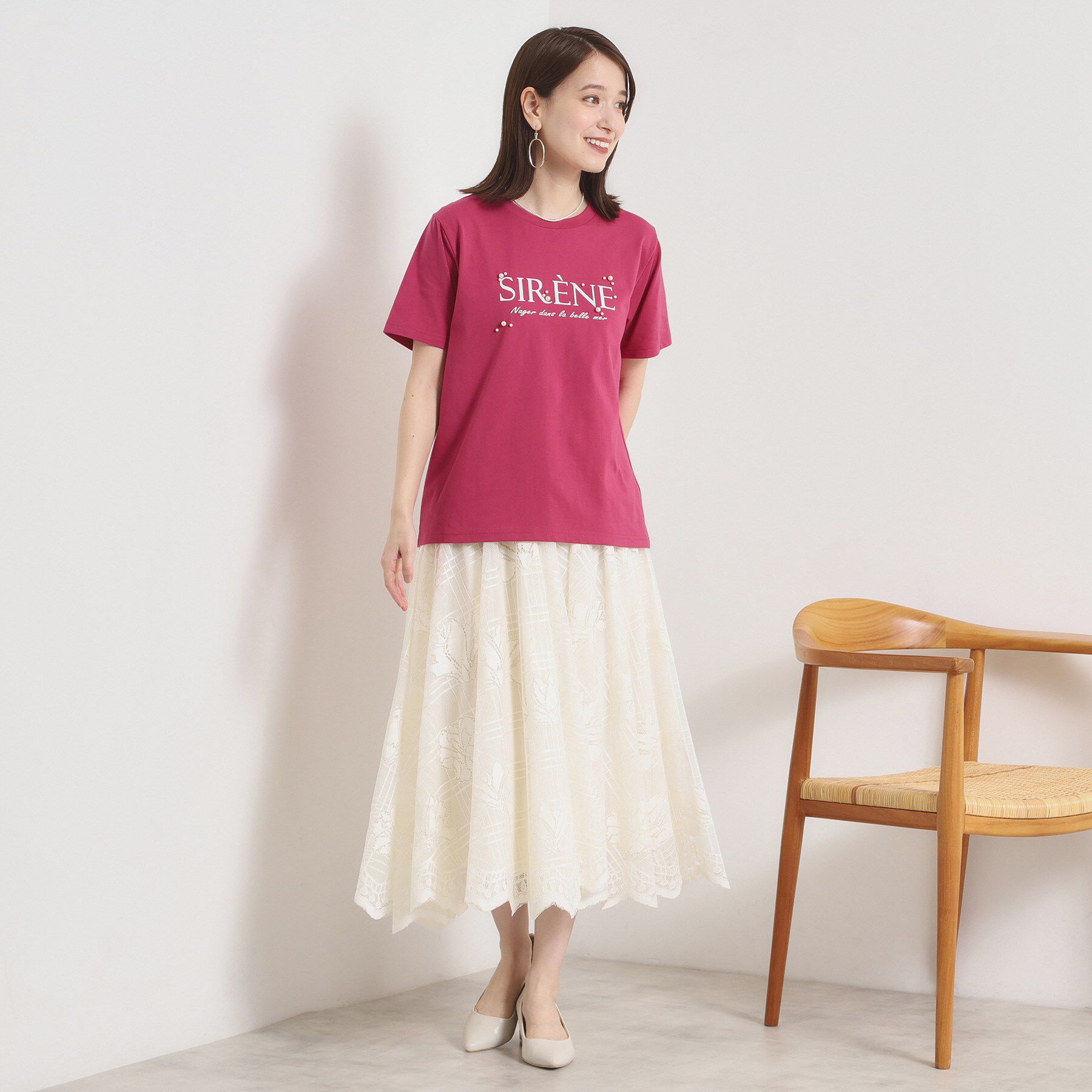 ITS&rsquo;DEMO「【手洗い可】パール調ロゴTシャツ」|Tシャツ・カットソー|