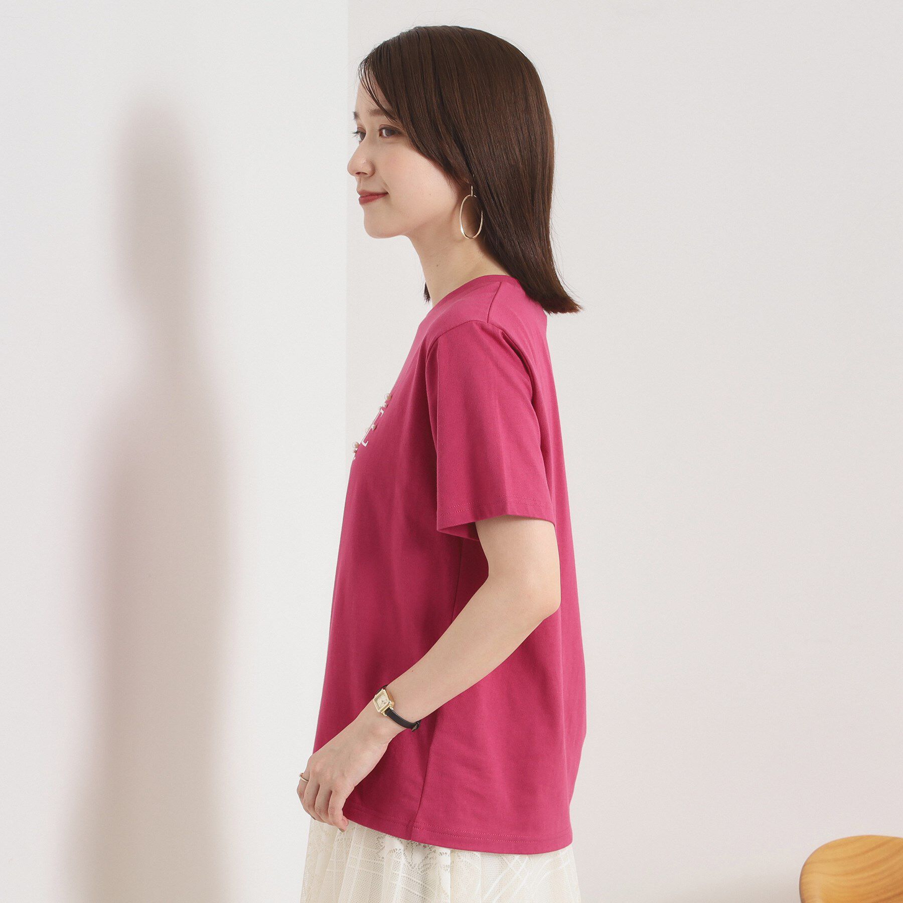 ITS&rsquo;DEMO「【手洗い可】パール調ロゴTシャツ」|Tシャツ・カットソー|