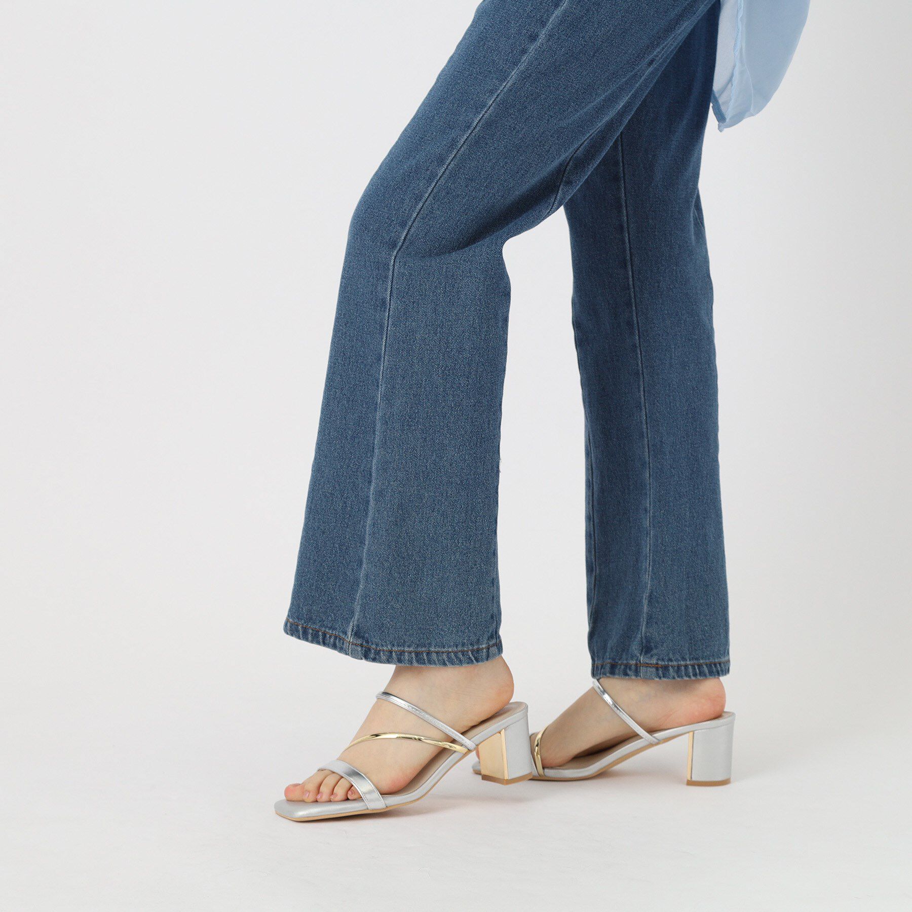 ESPERANZA「ゴールドラインプレートヒールミュール」|サンダル|