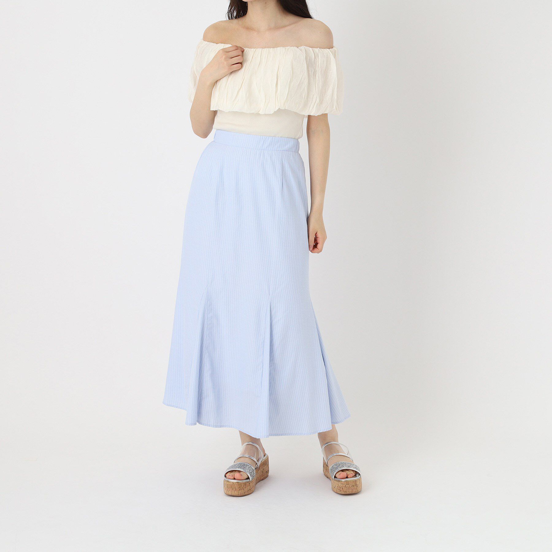 ESPERANZA「グリッター&times;クリアベルト 厚底コルクサンダル」|サンダル|