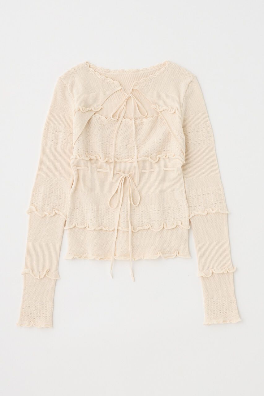 MOUSSY「BOW DESIGN ニットトップス」|ニット・セーター|WHT