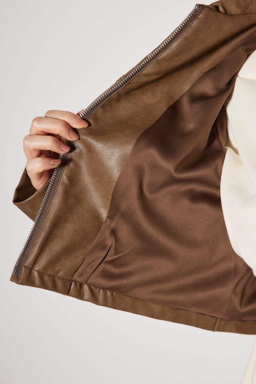 rienda「フェイクレザーポケットデザインショートジャケット」|その他|