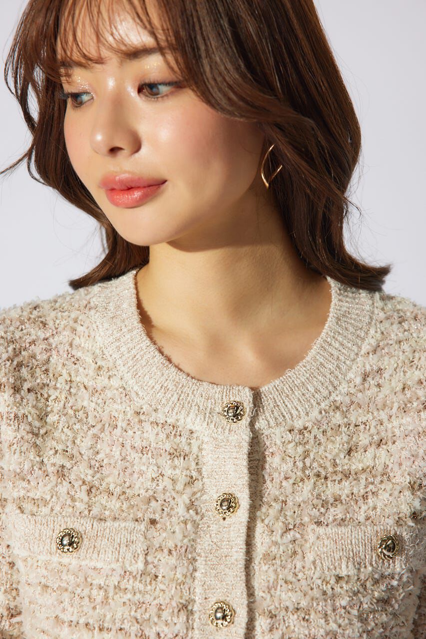 rienda「ツイードニットカーディガン」|カーディガン|