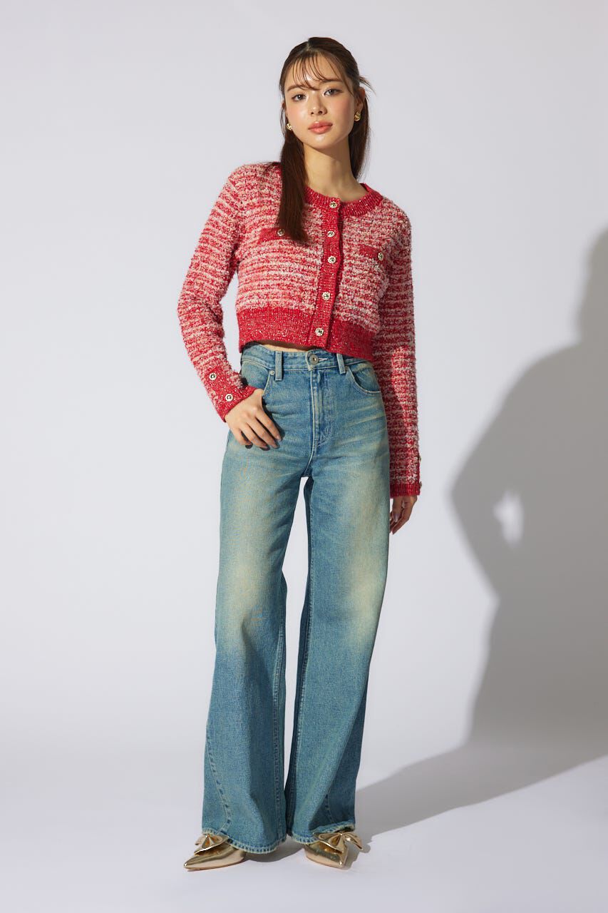 rienda「ツイードニットカーディガン」|カーディガン|