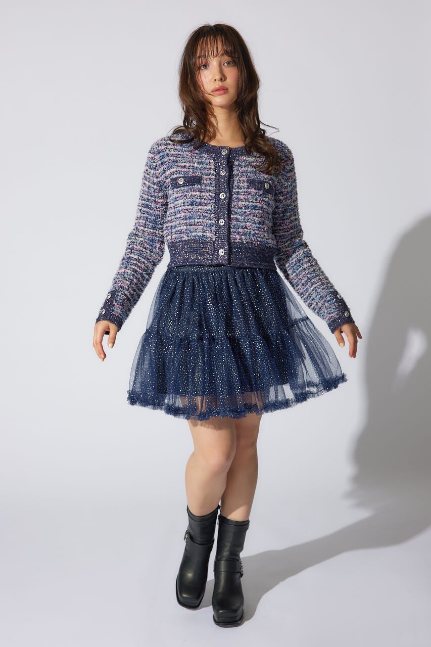 rienda「ツイードニットカーディガン」|カーディガン|