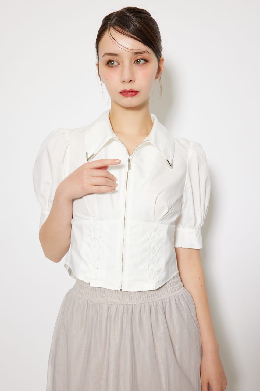 rienda「コンパクトレースアップブラウス」|シャツ・ブラウス|