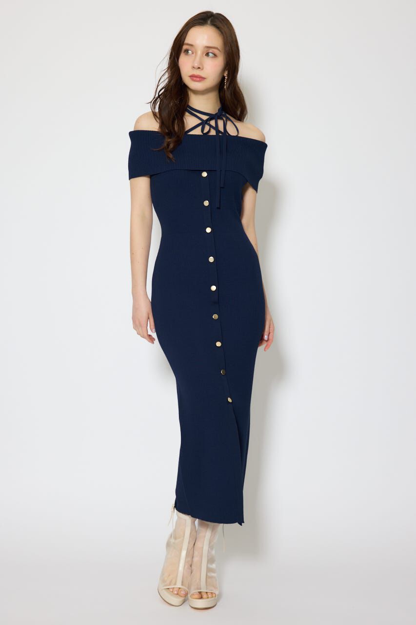rienda「オフショルダーニットタイトワンピース」|ワンピース|NVY