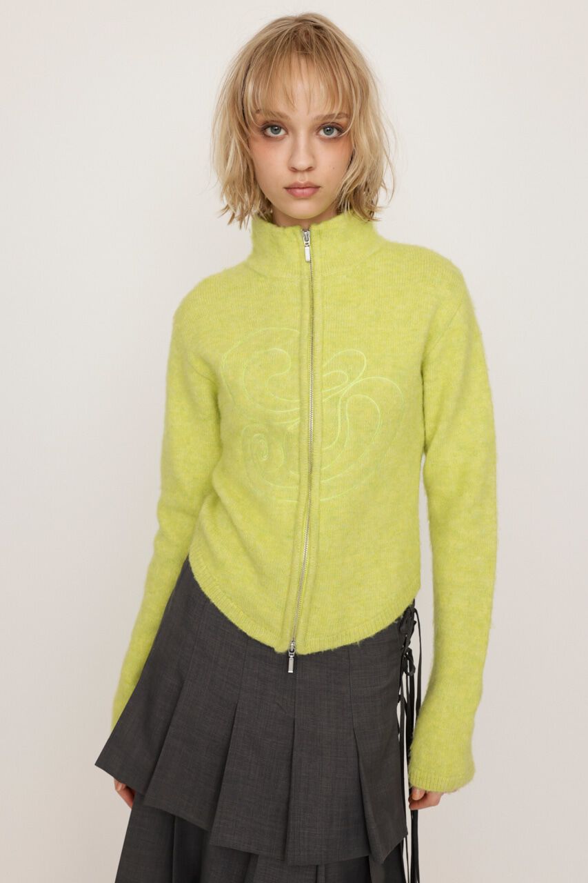 SLY「EMBROIDERY ZIP UP トップス」|ニット・セーター|