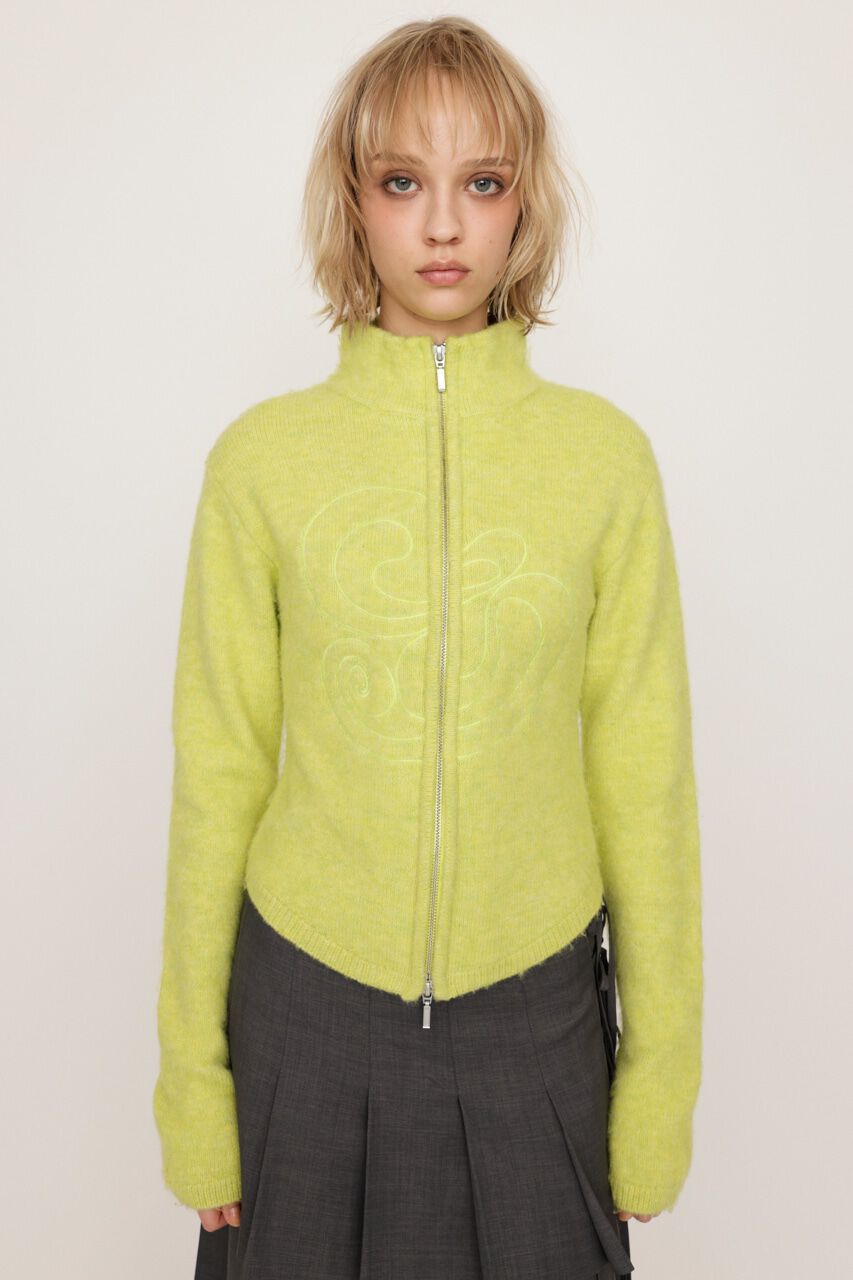 SLY「EMBROIDERY ZIP UP トップス」|ニット・セーター|