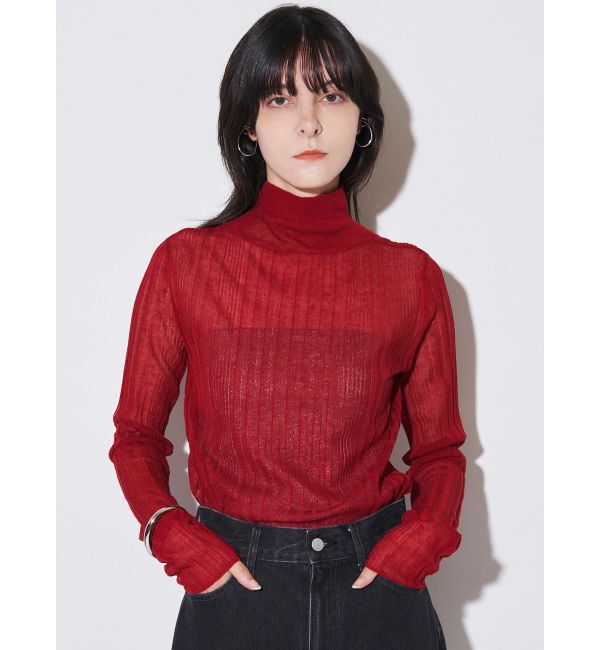 ELENDEEK「HIGH NECK SHEER RIB KT」|ニット・セーター|レッド