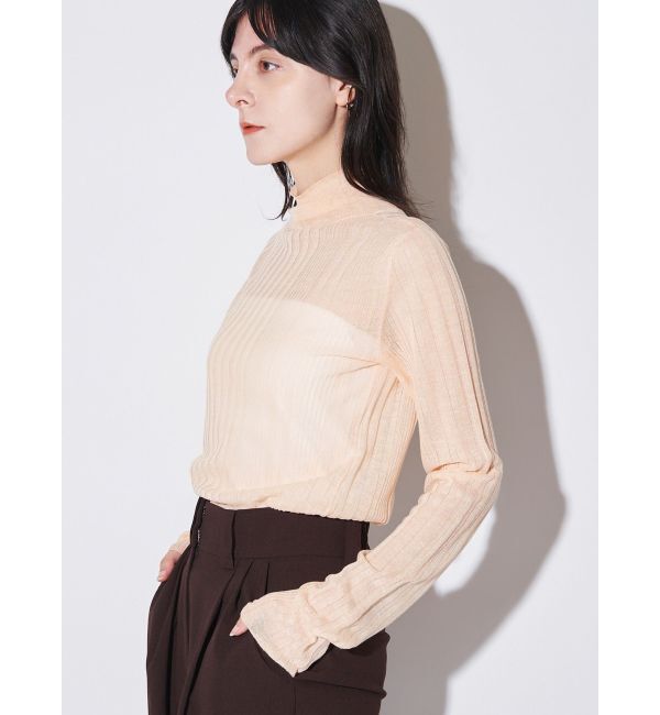 ELENDEEK「HIGH NECK SHEER RIB KT」|ニット・セーター|オレンジ