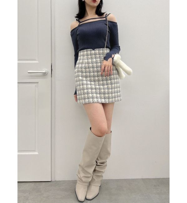 dazzlin「【SETUP】マテリアルコンパクトミニスカート※セットアップ対応」|スカート|