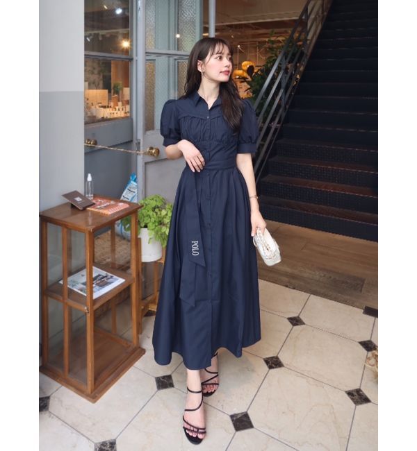 dazzlin「【POLO BCSコラボ/再生産】コルセットスウィッチングシャツワンピース」|ワンピース|