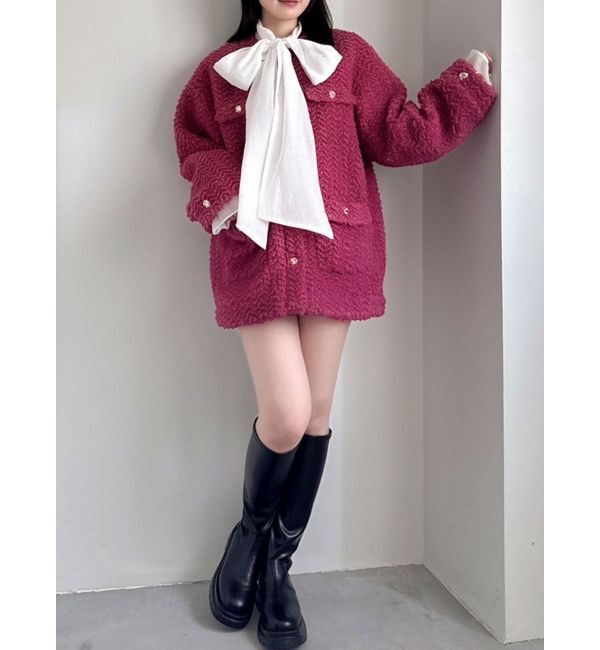 dazzlin「【20周年記念復刻！】ボアフレンチブルゾン」|ブルゾン・スタジャン|レッド