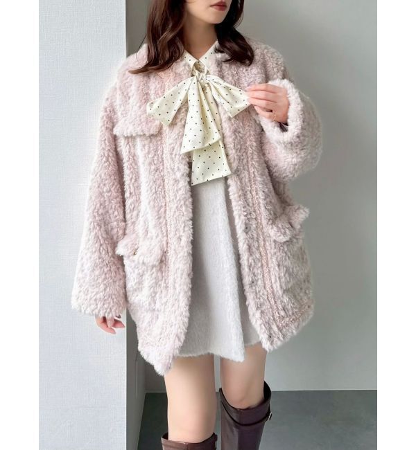 dazzlin「【20周年記念復刻！】ボアフレンチブルゾン」|ブルゾン・スタジャン|ピンク