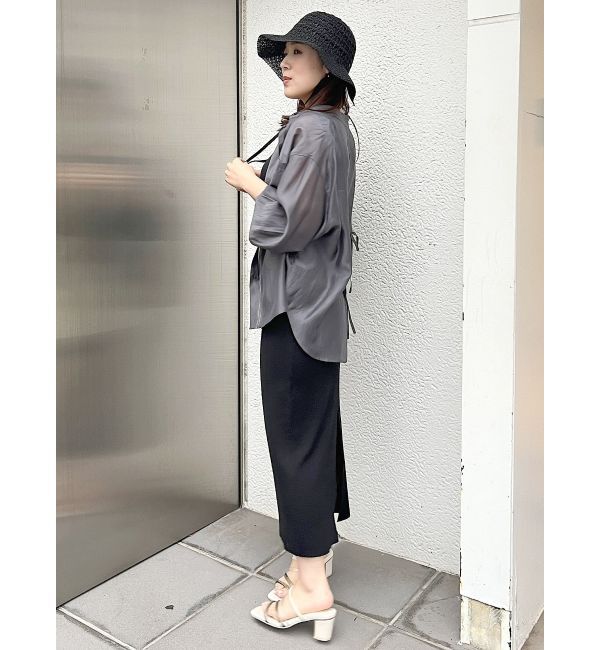 MERCURYDUO「ノーカラーバックリボンシアーシャツ」|シャツ・ブラウス|