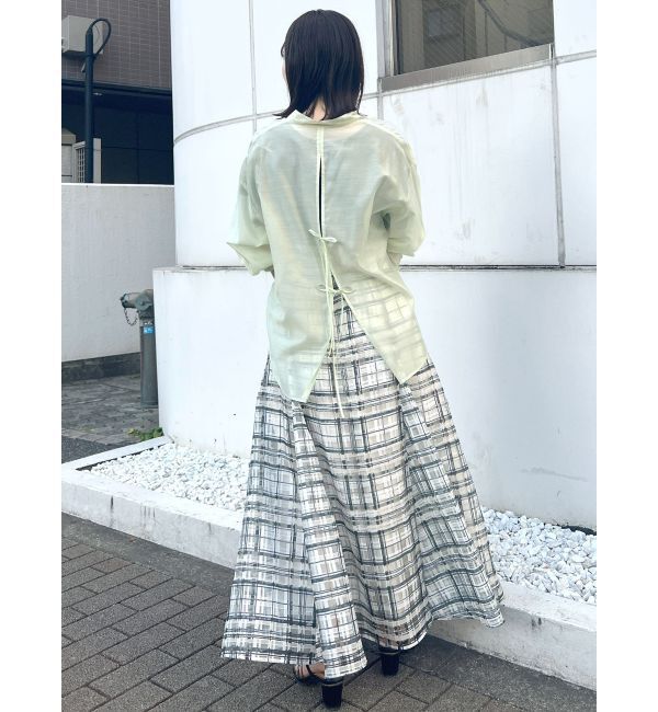 MERCURYDUO「ノーカラーバックリボンシアーシャツ」|シャツ・ブラウス|