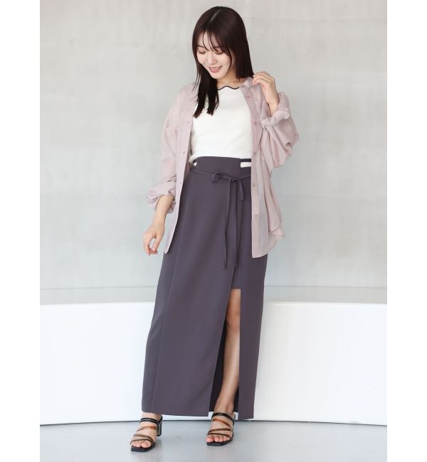 MERCURYDUO「ノーカラーバックリボンシアーシャツ」|シャツ・ブラウス|