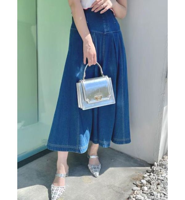 MERCURYDUO「【セットアップ着用可】ストレッチフレアーデニムスカート」|スカート|ブルー