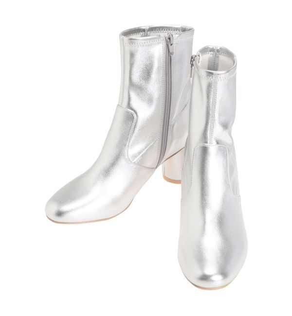 MERCURYDUO「フェイクレザーデザインヒールストレッチショートブーツ」|ショートブーツ|