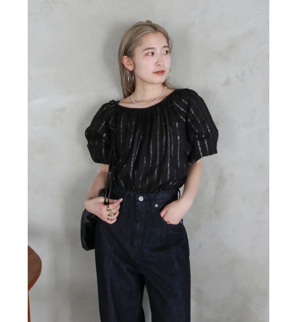 Ungrid「オフショルラメドビーハーフスリーブブラウス」|シャツ・ブラウス|