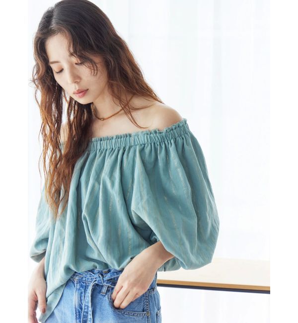 Ungrid「オフショルラメドビーハーフスリーブブラウス」|シャツ・ブラウス|