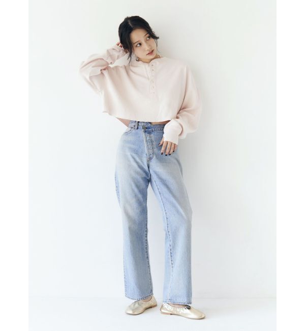 Ungrid「FAITH MILLS別注ヘンリーネックショートロングスリーブTee」|Tシャツ・カットソー|