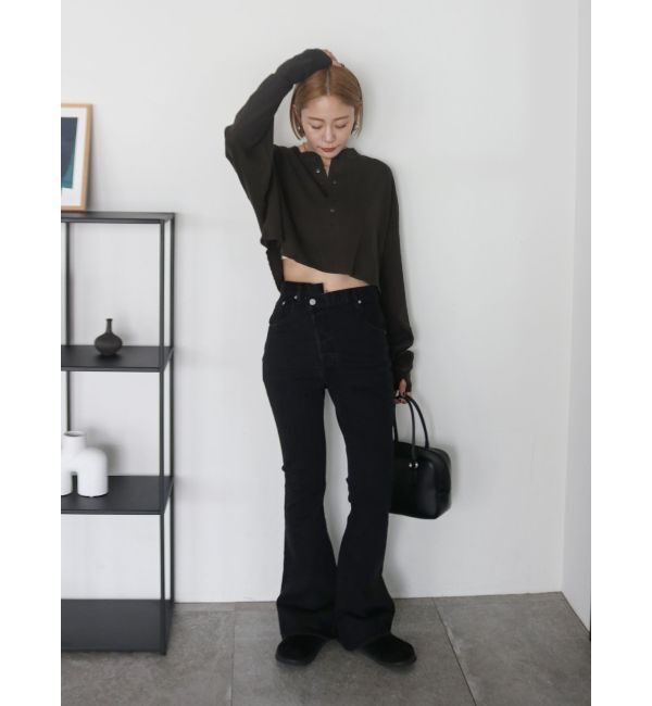 Ungrid「FAITH MILLS別注ヘンリーネックショートロングスリーブTee」|Tシャツ・カットソー|