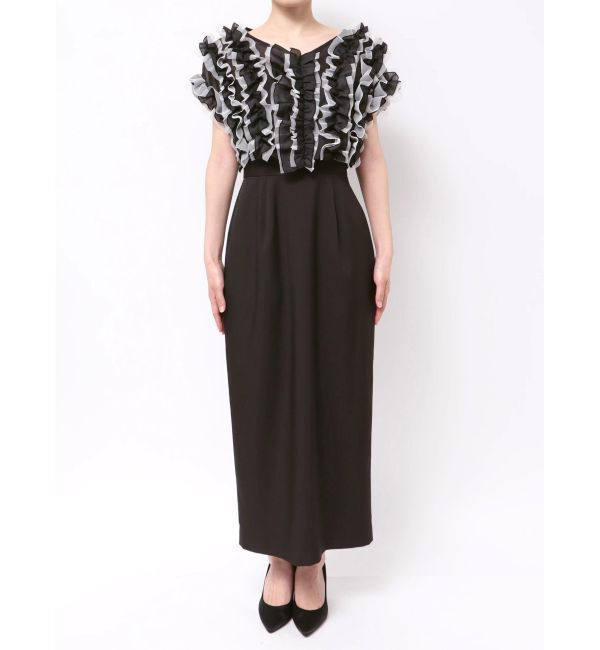 LAGUNAMOON「LADYチュールブレンドフリルカーデドレス」|ドレス|