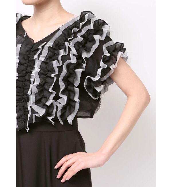 LAGUNAMOON「LADYチュールブレンドフリルカーデドレス」|ドレス|