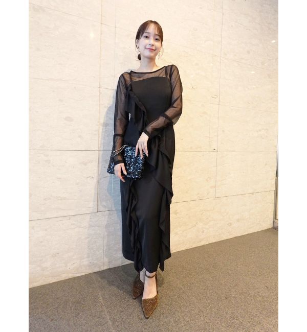 LAGUNAMOON「LADYアシンメトリーフリルキャミドレス」|ドレス|ブラック