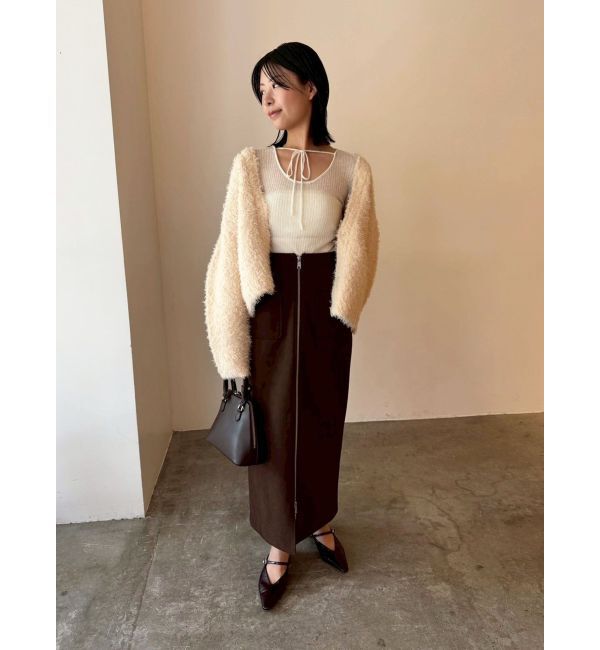 LAGUNAMOON「【WEB限定】ループヤーンセッケツニットブルゾン」|カーディガン|