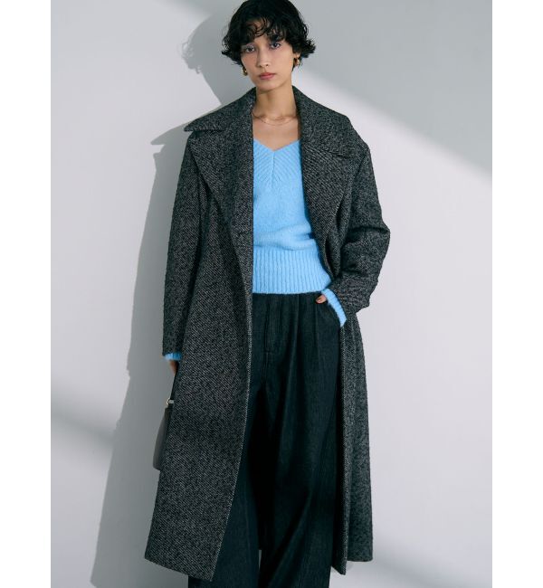 LAGUNAMOON「ウエストタックウールブレンドツイードコート」|その他|ブラック