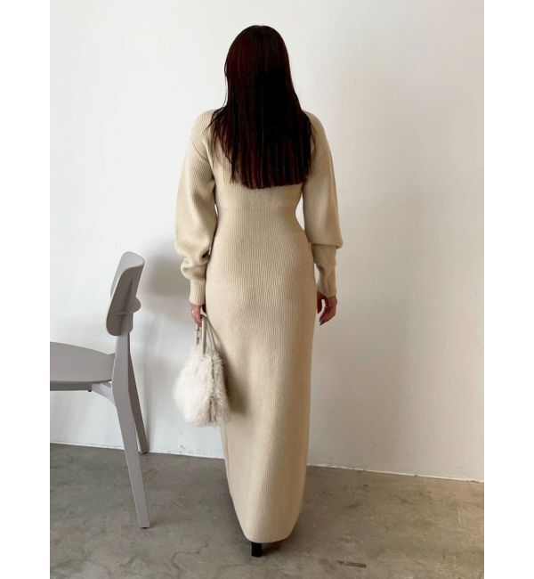 LAGUNAMOON「フロントポケットIラインニットワンピース」|ワンピース|