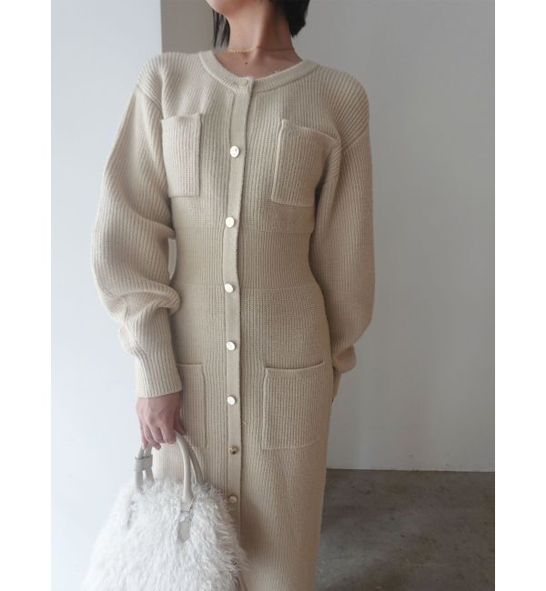 LAGUNAMOON「フロントポケットIラインニットワンピース」|ワンピース|