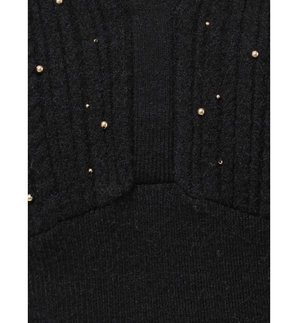 LAGUNAMOON「【REVIVAL】ケーブルビジューIラインニットワンピース」|ワンピース|