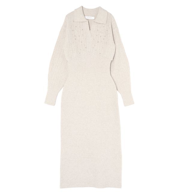 LAGUNAMOON「【REVIVAL】ケーブルビジューIラインニットワンピース」|ワンピース|