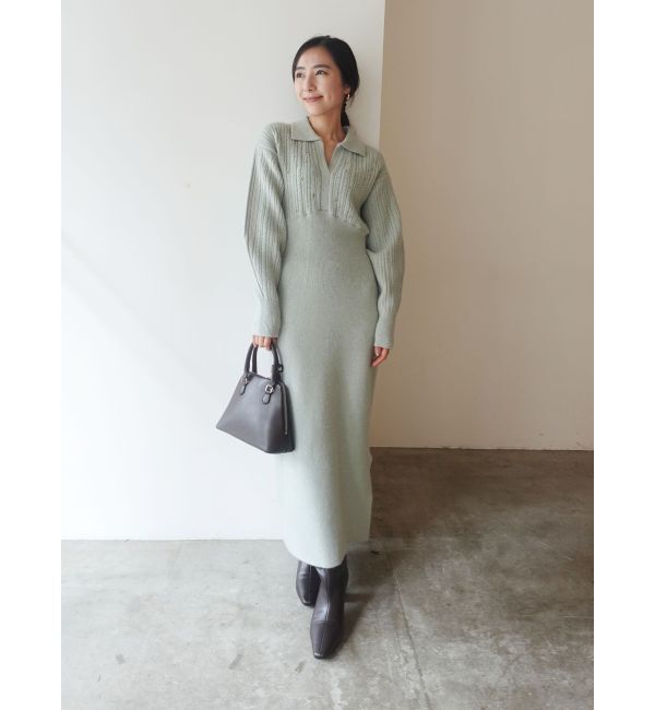 LAGUNAMOON「【REVIVAL】ケーブルビジューIラインニットワンピース」|ワンピース|