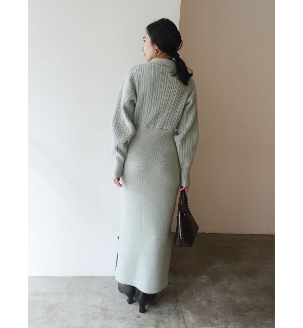 LAGUNAMOON「【REVIVAL】ケーブルビジューIラインニットワンピース」|ワンピース|
